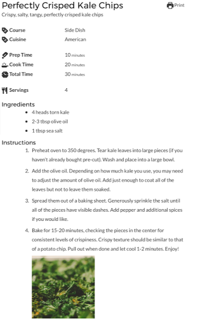 Kale Chip Recipe